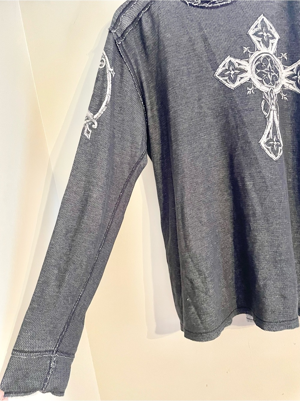 Vtg Y2K Affliction Angel Wings Cross Men’s Long Sleeve Dbl Side Thermal Shirt XL - Picture 6 of 13
